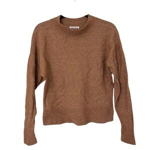 Reformation Elle Yak Linen Mock Neck Sweater Womens Small Tan Brown Marled